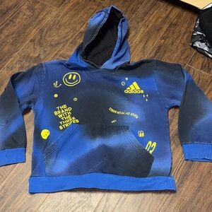 Adidas Kids Navy and Yellow Graphic Hoodie